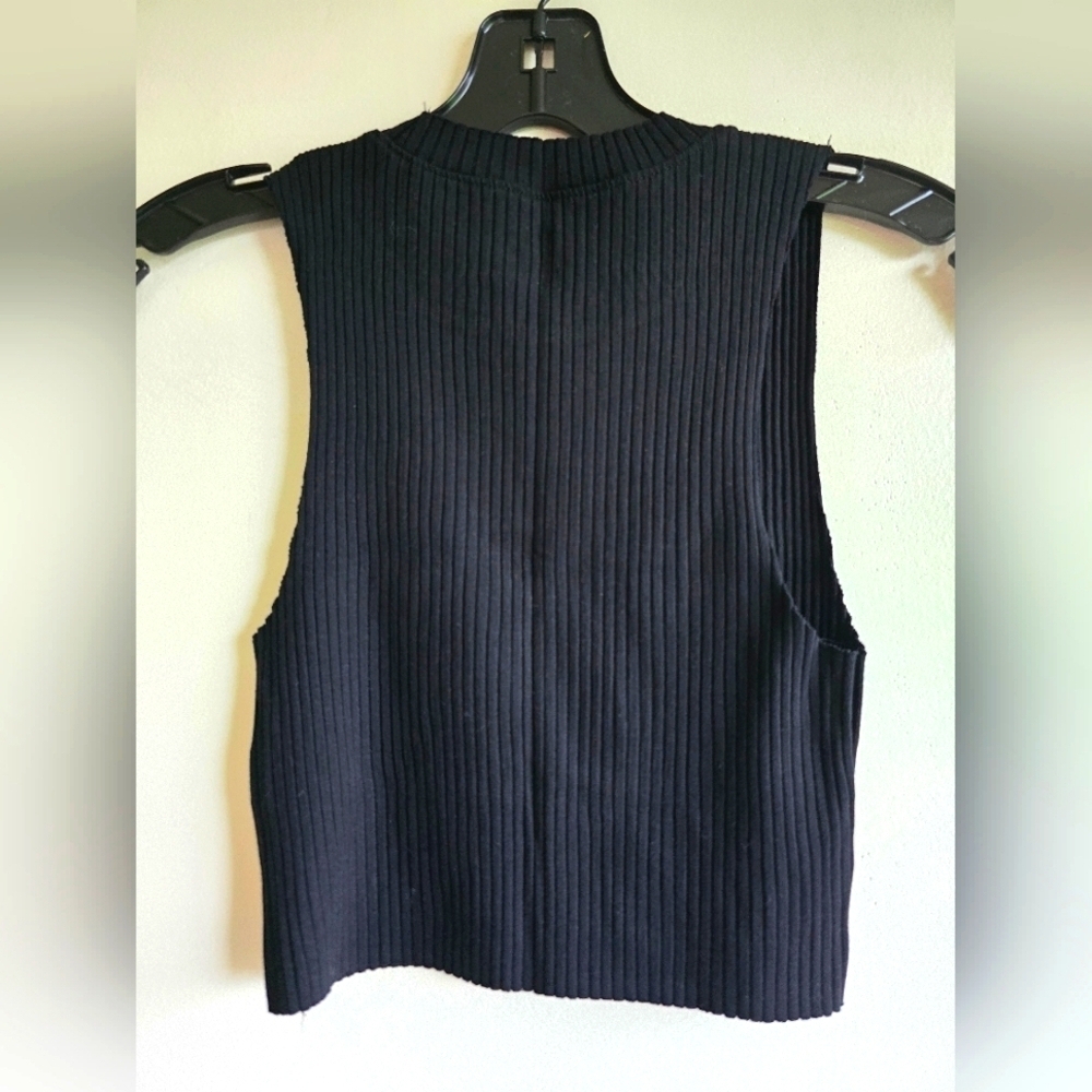NWT! AERIE, Ribbed Rebel Crop Tank Top, Black,  Size XS, MSRP$24.50 - Picture 6 of 8